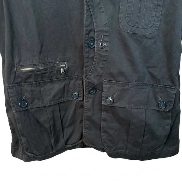 Pretty Green Utility Jacket Black Dark Grey Size L Casual Workwear - Picture 3 of 14